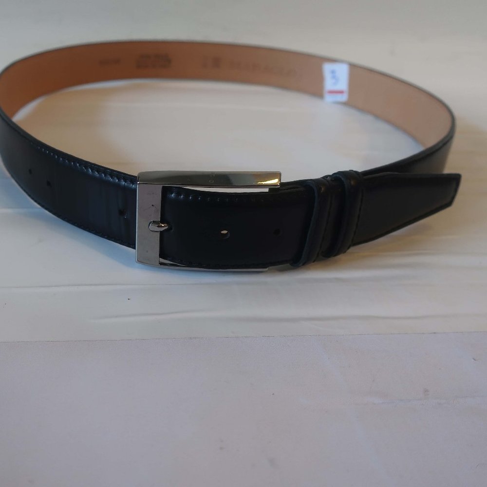 Mens Maraolo Black Leather Belt 125/110 US/Waist 49 *